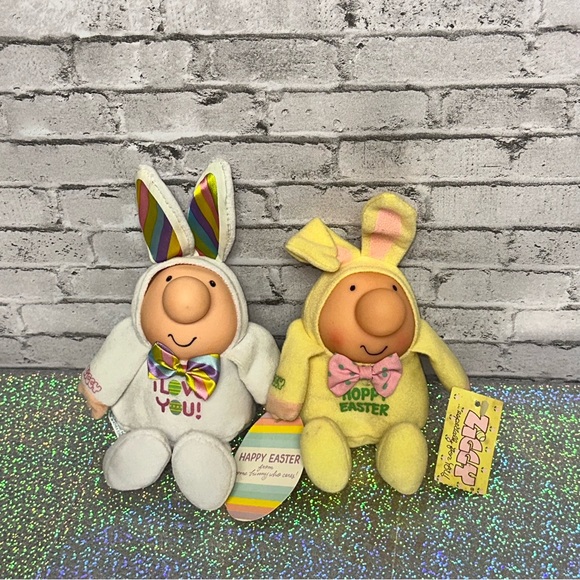 ZIGGY Easter "Bunny" Plush Lot of 2 American Greetings Collectible 1980s w/Tags - Picture 1 of 9